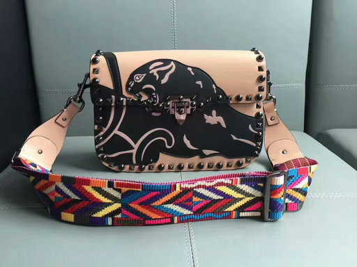 2017 New Valentino Guitar Rockstud Rolling Panther Cross Body Bag