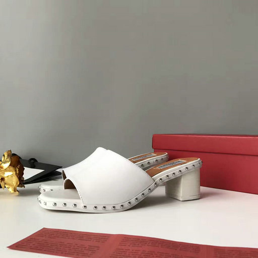 2017 Summer Valentino Soul Rockstud 50mm Sandal White with micro studs on the sole