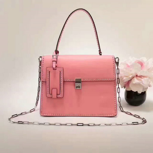 2017 F/W Valentino Stud Stitching Single Handle Bag in Pink Leather - Click Image to Close