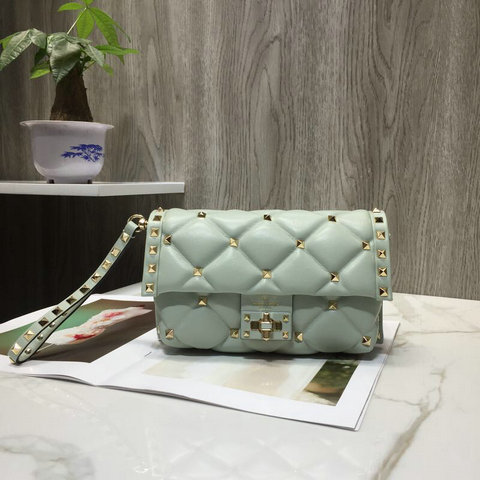 2018 Fall/Winter Valentino Candystud Clutch Bag in Light Green Quilted Leather