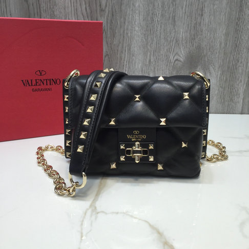 2018 F/W Valentino Candystud Mini Shoulder Bag in Black Leather