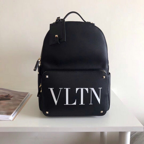 2018 New Valentino Rockstud VLTN Print Mini Backpack in Black