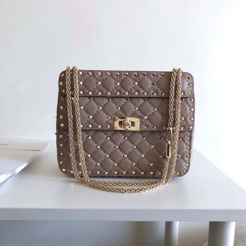 2018 S/S Valentino Garavani Rockstud Spike Medium Bag in Poudre Leather - Click Image to Close