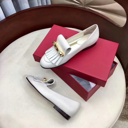 2019 Valentino Fringe Moccasin in White Leather