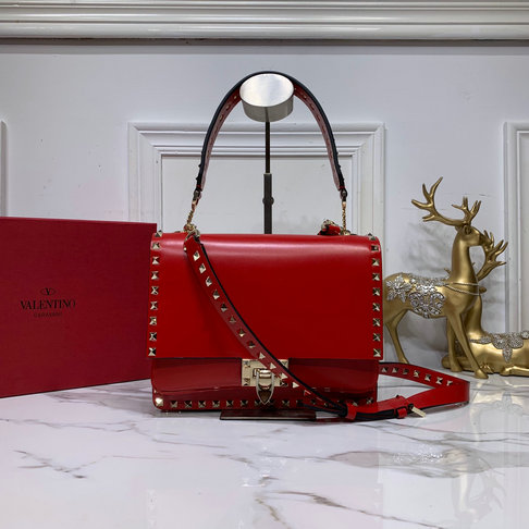 2019 Valentino Rockstud Crossbody Bag in Red Smooth Calfskin Leather