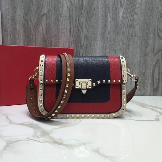 2019 Valentino Rockstud Rolling Crossbody Bag in Multicolor Grained Leather