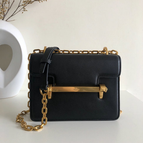 2019 Valentino Small Uptown Shoulder Bag in Black Calf Leather