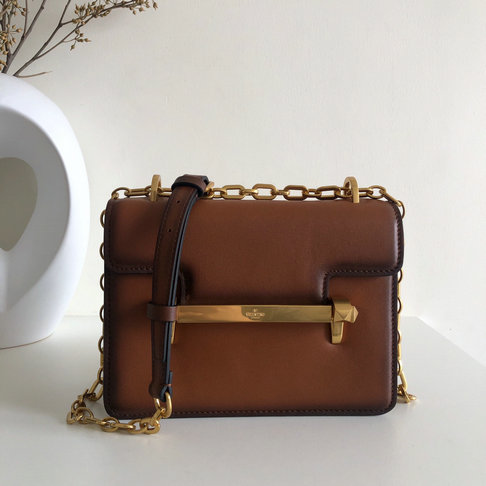 2019 Valentino Small Uptown Shoulder Bag in Burnished Calf Leather