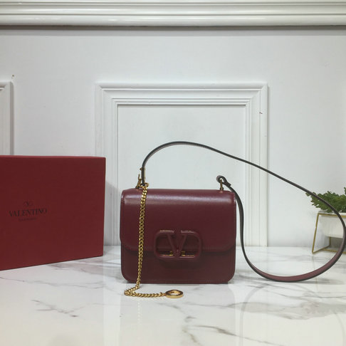 2019 Valentino Small VSLING Shoulder Bag in Burgundy Leather