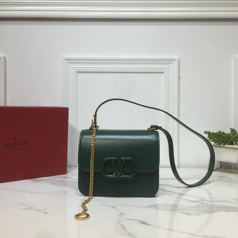 2019 Valentino Small VSLING Shoulder Bag in Dark Green Leather