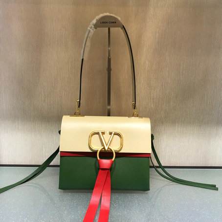 2019 Valentino Small Vring Shoulder Bag in Bicolor Leather - Click Image to Close