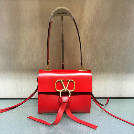 2019 Valentino Small Vring Shoulder Bag in Red Leather