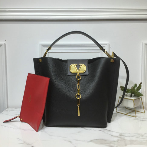 2019 Valentino Vlogo Escape Hobo Bag in Black Leather