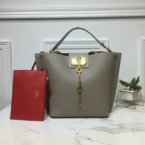 2019 Valentino Vlogo Escape Hobo Bag in Grey Leather