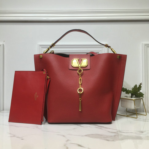 2019 Valentino Vlogo Escape Hobo Bag in Red Leather
