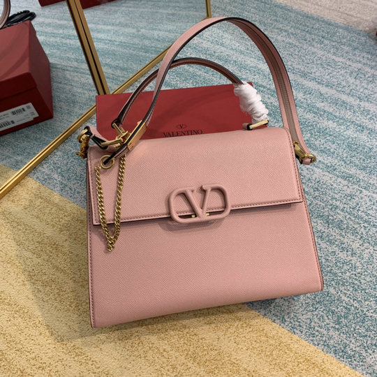 2020 Valentino VSLING Handbag in Pink Grainy Calfskin Leather