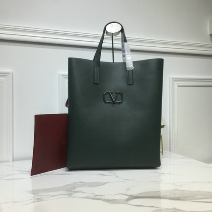 2019 Valentino Long N/S Vring Shopping Tote in bicolor calfskin leather