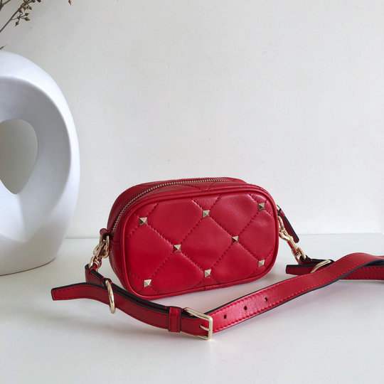 2020 Valentino Boomstud Small Crossbody Bag in Red Quilted Leather