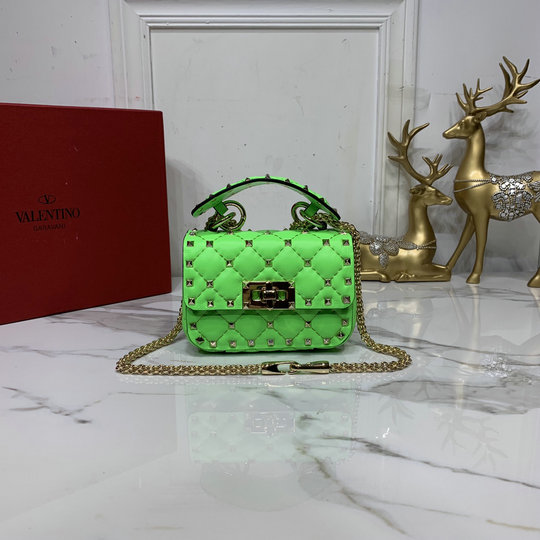 2020 Valentino Micro Rockstud Spike Fluo Calfskin Leather Bag in Fluorescent Green