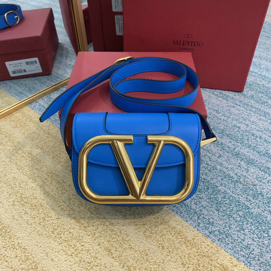 2020 Valentino Supervee Small Shoulder Bag in Blue Leather