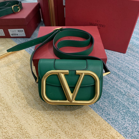 2020 Valentino Supervee Small Shoulder Bag in Green Leather