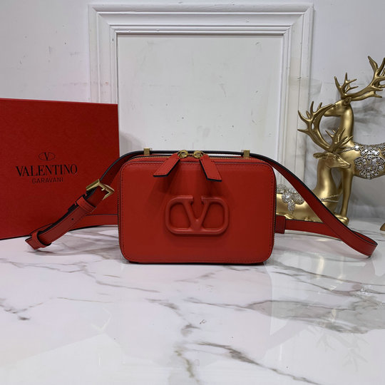 2020 Valentino VSLING Smooth Calfskin Crossbody Bag in Red Leather