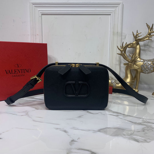2020 Valentino VSLING Smooth Calfskin Crossbody Bag in Black Leather
