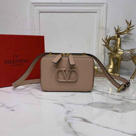 2020 Valentino VSLING Smooth Calfskin Crossbody Bag in Nude Leather