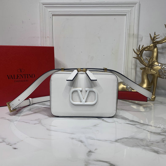 2020 Valentino VSLING Smooth Calfskin Crossbody Bag in White Leather