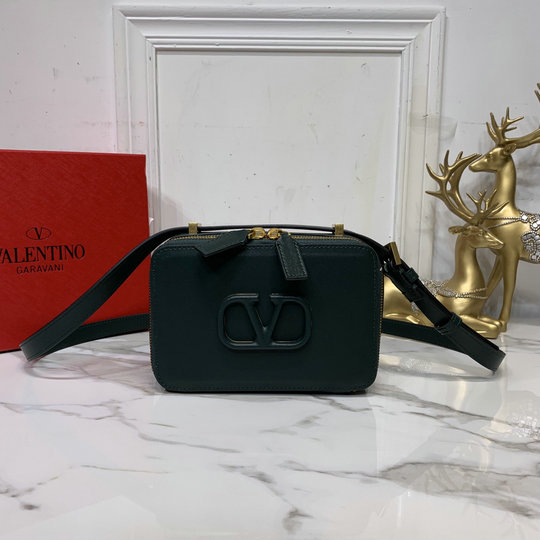 2020 Valentino VSLING Smooth Calfskin Crossbody Bag in Dark Green Leather