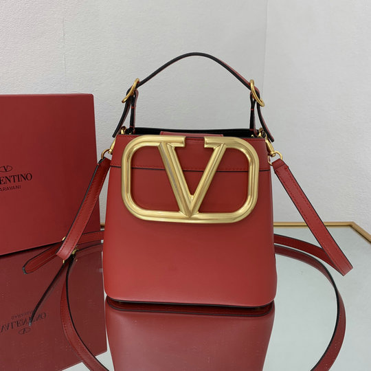 2021 Valentino Supervee Handbag Red Calfskin Leather