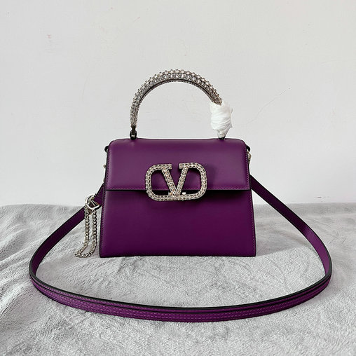 2022 Valentino Vsling Small Handbag Prune with Jewel Handle