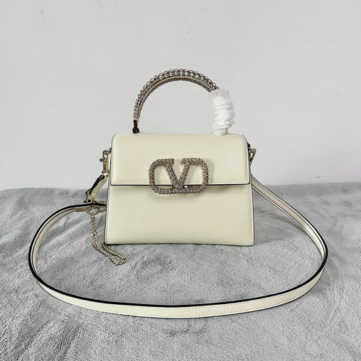 2022 Valentino Vsling Small Handbag White with Jewel Handle
