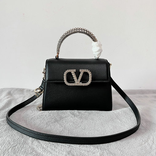 2022 Valentino Vsling Small Handbag Black with Jewel Handle