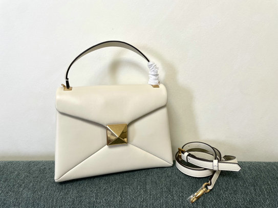 2022 Valentino Small One Stud Handbag in Ivory Nappa Leather