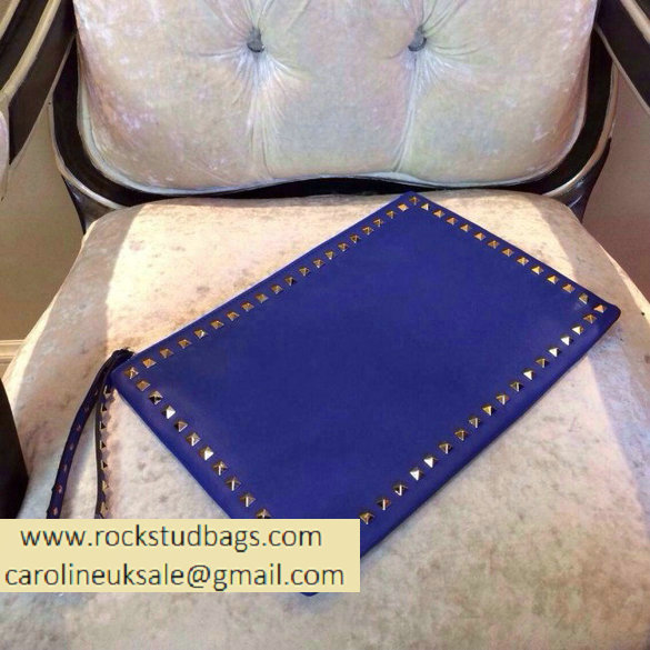 Valentino 2014 fall winter rockstud clutch in blue - Click Image to Close