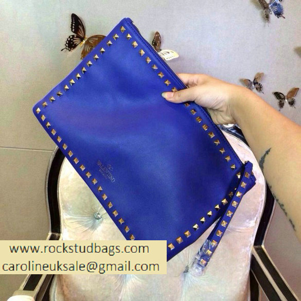 Valentino 2014 fall winter rockstud clutch in blue - Click Image to Close