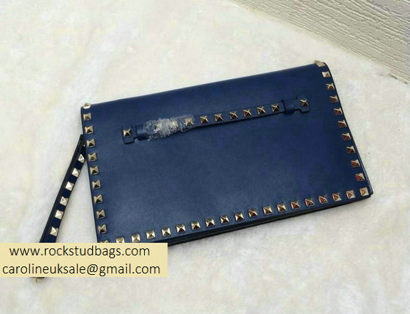 Valentino Rockstud Clutch in Deep Blue - Click Image to Close