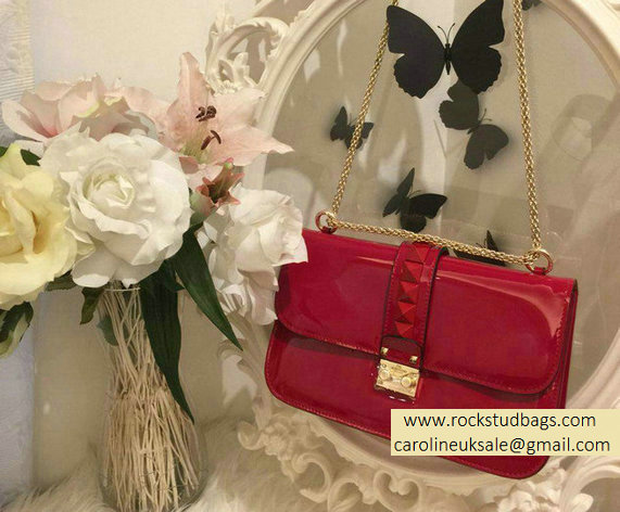 Valentino Red Rockstud Flap Medium Bag