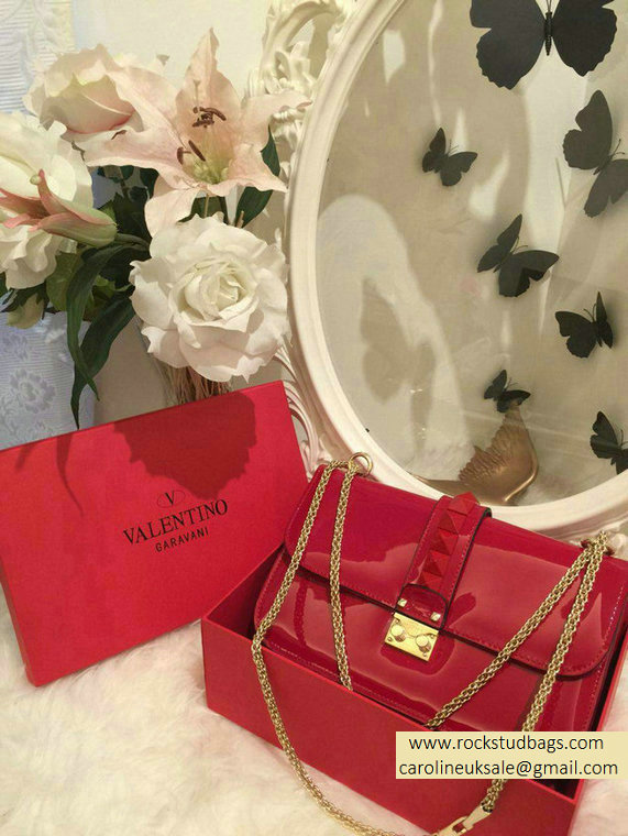 Valentino Red Rockstud Flap Medium Bag