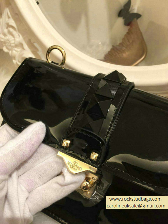 Valentino Black Rockstud Flap small Bag with black hardware