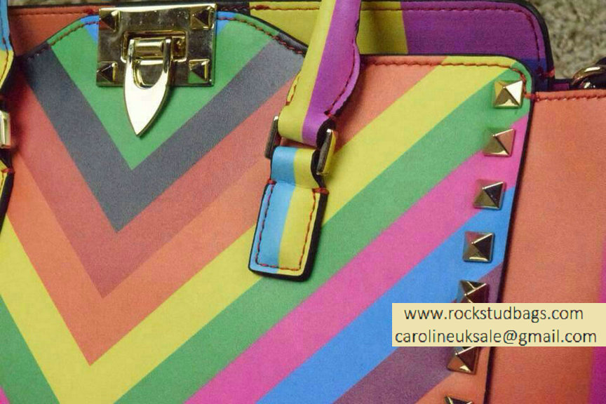 Valentino Rockstud Double Handle Tote Bag in Multicolor Calfskin 2015
