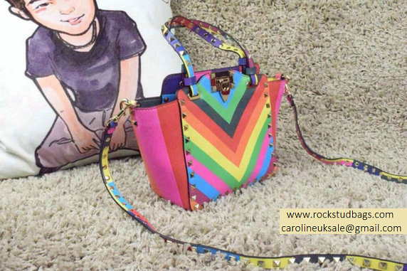 Valentino Rockstud Small Double Handle Tote Bag in Multicolor Calfskin 2015