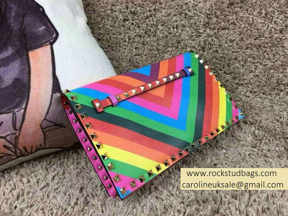 Valentino Rockstud Clutch Bag in Multicolor Calfskin 2015