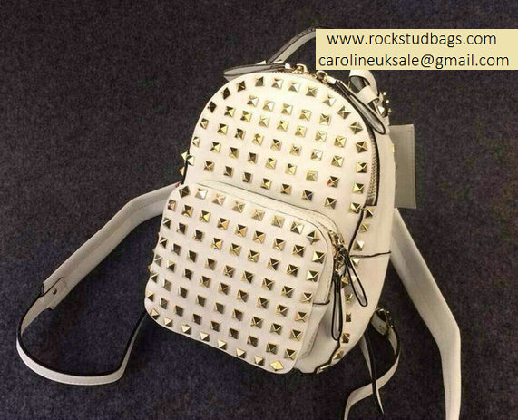Valentino White Full Rockstud Small Backpack