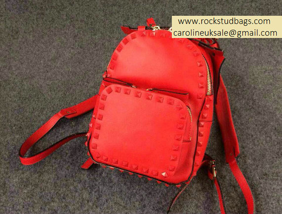 Valentino Red Rockstud Small Backpack(Red Rivet)