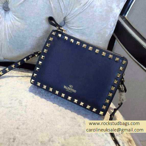 Valentino Two Part Shoulder Bag Dark Blue 2015