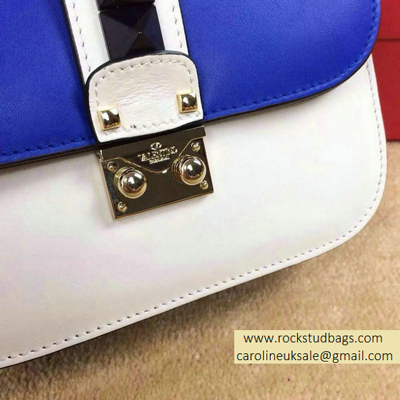 Valentino Psychedelic Rockstud Lock Shoulder Bag Blue/White Cruise 2015