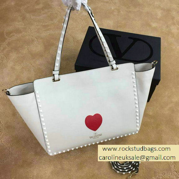 Valentino "for special you" Red Heart Rockstud Medium Tote Bag 2015