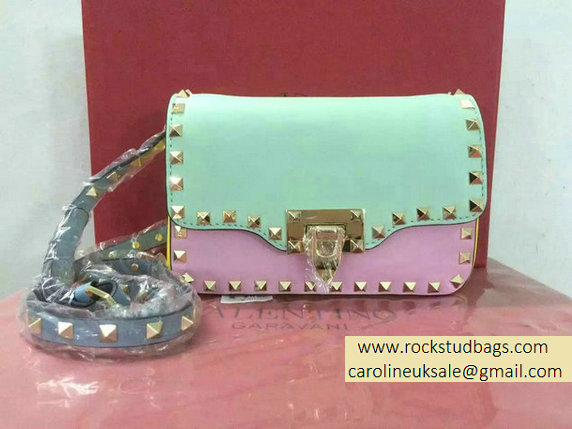 Valentino Watercolor Flap Rockstud Crossbody Bag Green/Pink/Yellow
